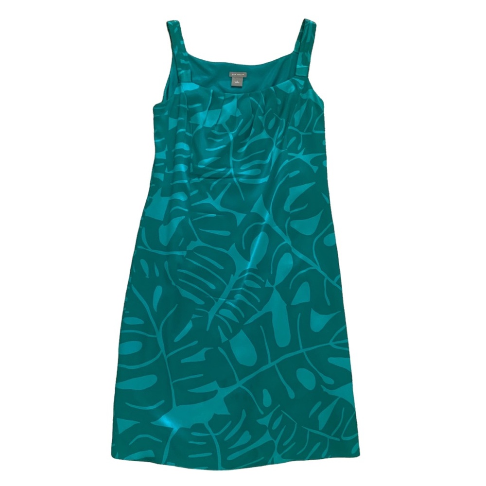 Ann Taylor Two Tone Tropical Leaf Pattern Silk Mini‎ Dress Size 2